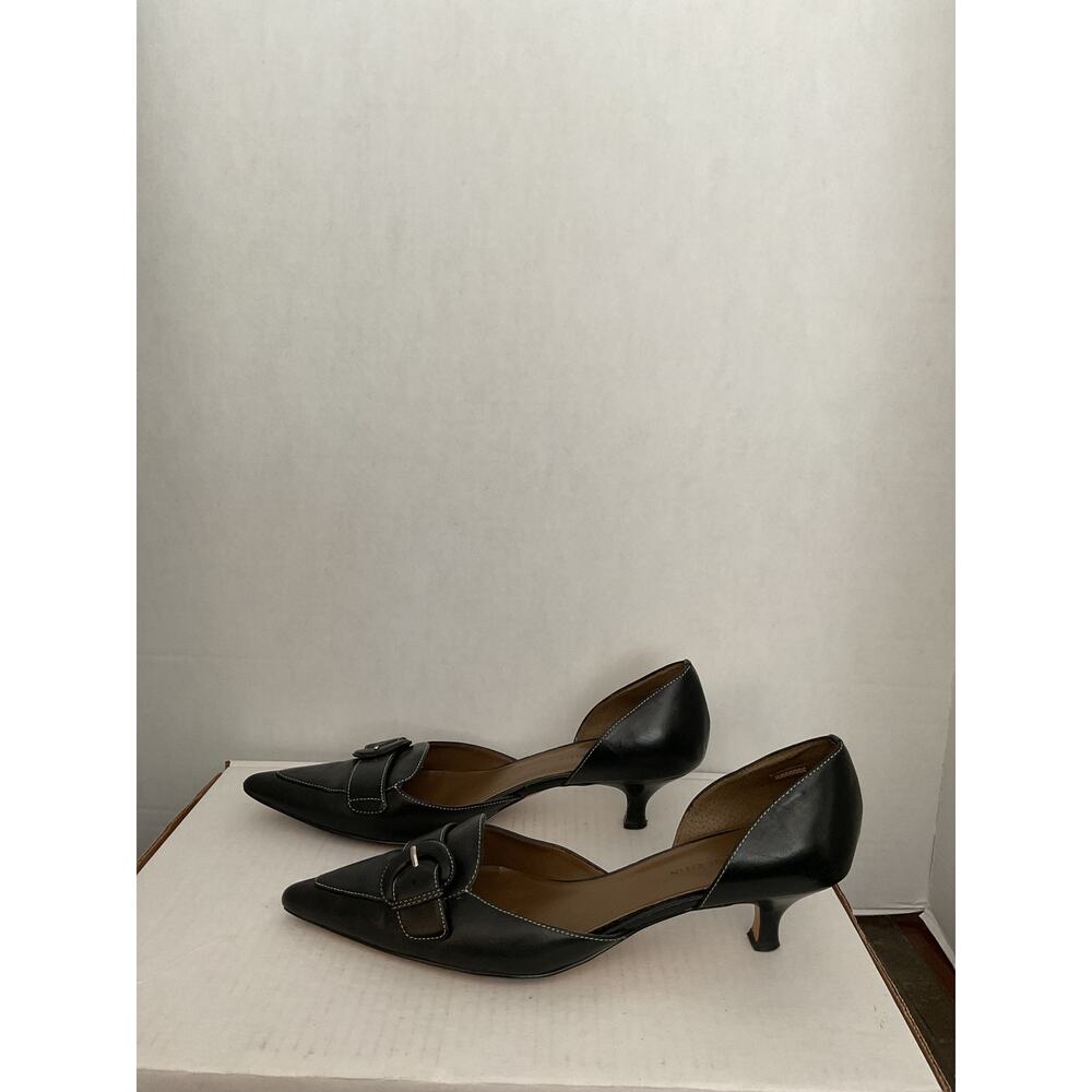 Anne Klein - AK - Mamayville - Black Leather Kitten Heels - 9M - Picture 2 of 11